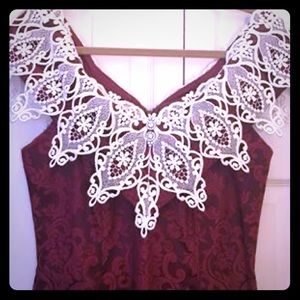 Scott McClintock red brocade cocktail dress